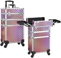 FRENESSA 3 in 1 Rolling Makeup Train Case Cosmetology Case on Wheels Pink by Frenessa