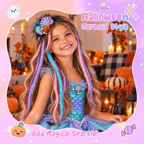 Mermaid Hair Tinsel Kit for Girls, Clip in Color Hair Extensions - Image 2