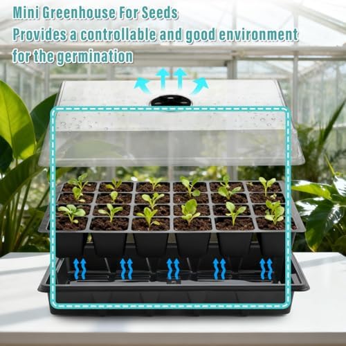 10-Pack Seed Starting Trays with Humidity Dome & Large 24-Cell 2" Plug Tray - Image 2