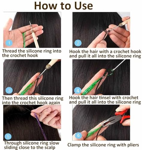 VCAY Hair Extension Tools Kit,200 Beads,Plier,Threader,Hook,Needles,Thread - Image 5