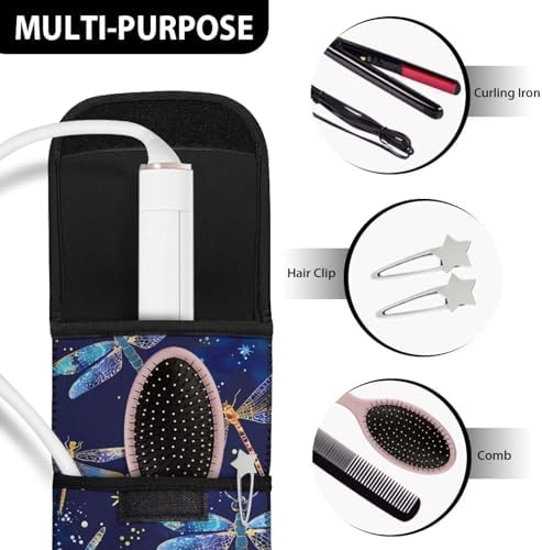 Generic Ohuysud Dragonfly Print Curling Iron Storage Bag, Large Capacity, Heat Resistant, Multi Pockets, Organizer, Holder - Image 7