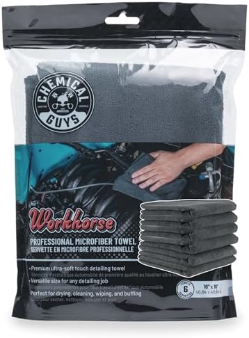 Chemical Guys MIC35306 Workhorse Professional Grade Microfiber Towel, Black (16 in. x 16 in.), (Pack of 8) - Image 6