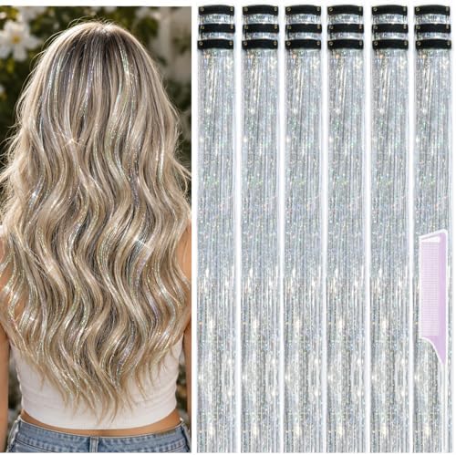 Hair Tinsel Clip in Pack of 18 Pcs Silver Hair Accessories by Uikreo-Designtoyourbeauty