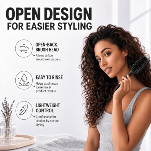 Curly Hair Brush Candybrush Curl Defining Brush for Detangling Shaping and Defining Curls for Women, Men, Wet & Dry Hair (Black) - Image 6