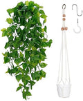 BLEUM CADE 1pcs Fake Hanging Plants Kit with Pot and Plant Hanger, Artificial Pothos Vines Hanging Potted Plant Greenery for Home Living Room Indoor Outdoor Decor by BLEUMCADE