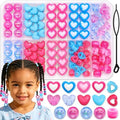 NAISKA 108PCS Hot Pink Blue Hair Beads 12 Styles Box Beads for Hair Heart Dreadlock Jewelry Iridescent Braids Bead Loc Jewelry Cute Hair Accessories for Kids Girls by NAISKA