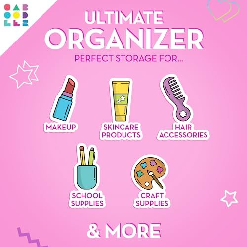 Caboodles On-The-Go Girl Makeup Box, Hot Pink Sparkle, Hard Plastic Makeup Organizer Box, Built-In Mirror, Secure Latch for Safe Travel, Spacious Storage for Large Items - Image 3