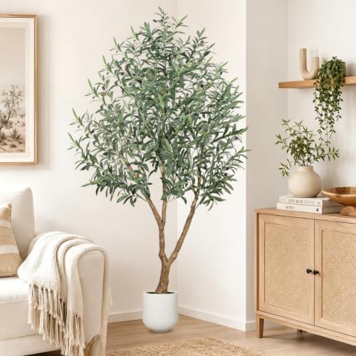 6FT Olive Trees Artificial Indoor - Fake Olive Tree Artificial Plants Indoor Fake Trees with Lifelike Fruits and Realistic Leaves for Modern Home Office Living Room Decor - Image 5
