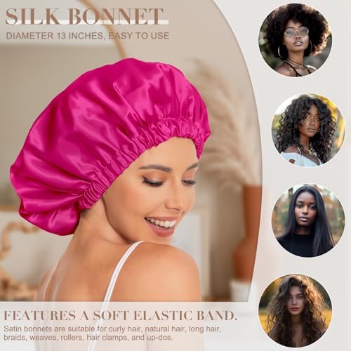 Edoneery Satin Bonnet for Sleeping Women, Double Layer Curly Hair Cap - Image 3
