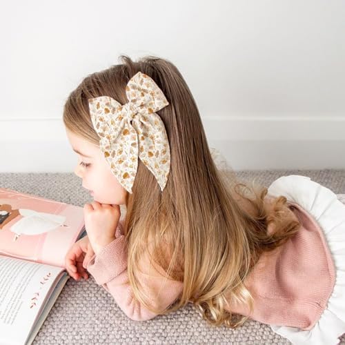 Niceye Big Hair Bows for Girls, Cotton Linen Alligator Clips, 5.5" Bows - Image 4