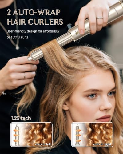 RUCHA 8 in 1 Hair Styler & Hair Dryer Brush Blow Dryer, 110,000 RPM High Speed Nora Hair Styler, Multi Professional Hot Air Styler for Straightening Curling Volumizing Drying, Champagne Gold - Image 4