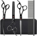 Dog Grooming Scissors Kit with Safety Round Tips, GLADOG Professional 5 in 1 Grooming Scissors for Dog and cat by GLADOG