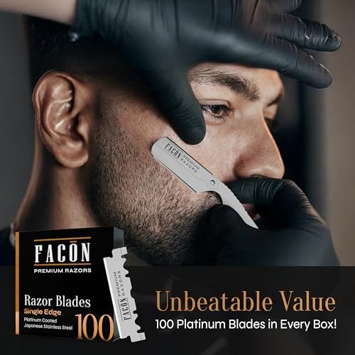 Facón Straight Razors for Men - Professional Barber Straight Edge Razor Kit with 100 Blades, Classic Stainless Steel Barbero Shaver for a Smooth & Precise Shave, Premium Barber Razor for Men's Shaving - Image 5