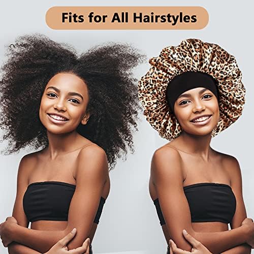 3PCS Extra Large Satin Bonnets for Sleeping, Hair Bonnets for Black Women Braids Curly Hair, D - Image 4