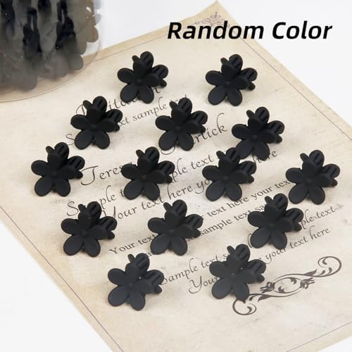 100Pcs Colorful Mini Flower Hair Clips Set, TEBIEKOY Small Hair Clips Mini Mouse Ear Hair Claw Clip Cute Jaw Clips Hair Pins Hair Barrettes Tiny Flower Hair Accessories for Women (Black) - Image 7