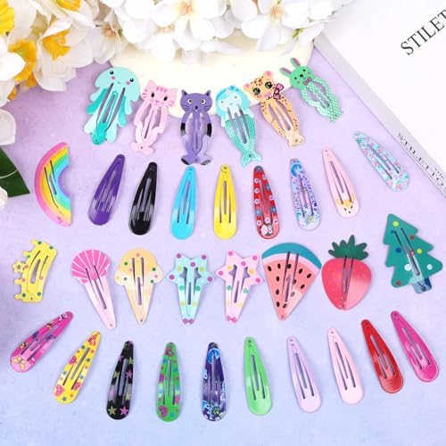 Anezus 80 Pcs Hair Clips for Girls Hair Barrettes Snap Non-Slip Metal Hair Clips for Girls Kids Teens Women - Image 5