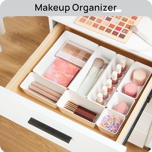 Vtopmart 44 PCS Plastic Drawer Organizer Set, Vanity Organizer Trays, White - Image 4