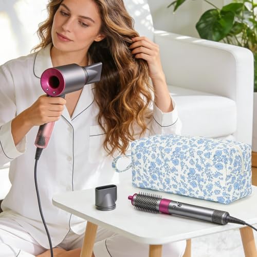 Travel Hair Tool Bag Compatible with Dyson Airwrap Carrying Case, Floral Portable Hair Dryer Bag Organizer - Image 5