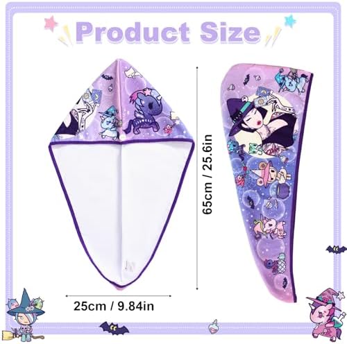 tokidoki Microfiber Hair Towel, Unicorno Hair Wrap,2 Pack Hair Dryer Towels - Image 2