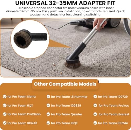 1.5" Round Soft Horse Hair Vacuum Dust Brush with 32-35mm Adapter - Image 3