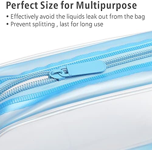 PACKISM Clear Toiletry Bag - 3 Pack Quart Size TSA Approved Toiletry Bag, Travel Makeup Cosmetic Bag for Women, Carry on Airport Airline Compliant Bag, Blue - Image 3