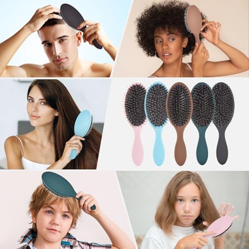 Boar Bristles Hair Brush for Women and Men, Detangling Hair Brush for Smoothing Massage Add Shine, Nylon&Boar Bristles Detangler brush for Hair Healthy (1 Pack-Black) - Image 7