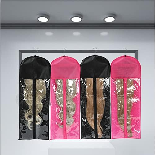 2Pcs Hair Extension Holder, Extra Long Wig Storage Bag with Hanger, Hair Extensions Wig Storage for Multiple Wigs, Hairpieces, Portable Travel-Ready Hair Extensions Bag (31.5 Inch, 2Pcs Black) - Image 7