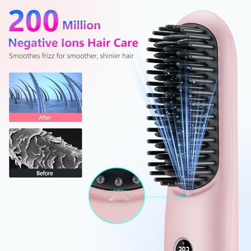 STUDLLY LCD Screen Cordless Hair Straightener & Curler 2 in 1, Pink - Image 5