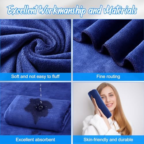 SmoothNovelty 16 Pack Microfiber Bath Towels Bulk, Simple, Navy Blue - Image 3
