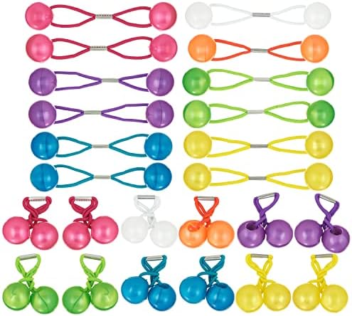 24pc Marble Finish Twin Bead Ponytail Ball Hair Elastics-Girls & Toddlers - Image 2