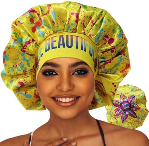 Discover reversible premium double layer silk satin sleeping bonnets designed for hair protection, moisture retention, and all-night comfort. Keep your hair healthy and frizz-free-yellow by BeBeautifulExtension