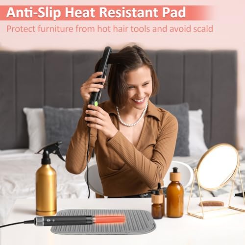 Heat Resistant Mat Large Silicone Hot Hair Tools Holder for Curling Irons Flat Iron Hair Straightener Mat Portable Vanity Pad Accessories/Organizer - Image 2