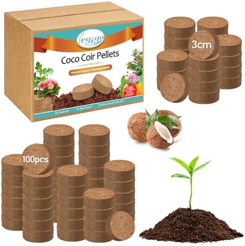 Legigo 100 Pcs 30mm Organic Coco Coir Pellets, Seed Starter Soil Pods by Legigo