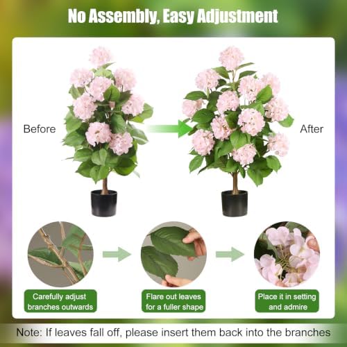 3FT Artificial Hydrangea Tree,Pink 2 Pack - Image 5
