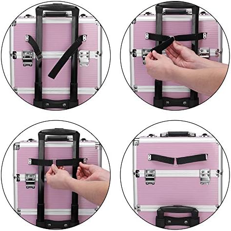 mefeir 3 in 1 Rolling Makeup Train Case, Large Cosmetic Trolley with 360° Rotation Wheels & 2 Drawers, Professional for Makeup & Tattoo Artist & Hairstylist - Image 7