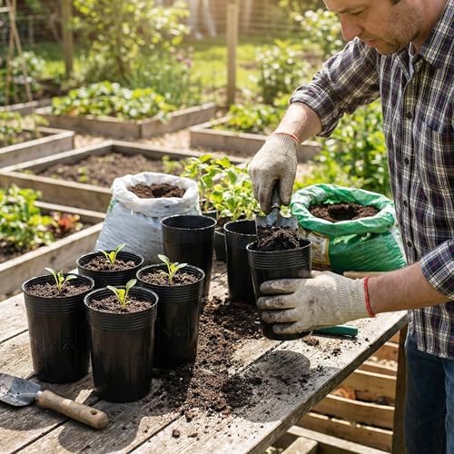 100 Pack Tall Tree Pot 5.9'' x 7.8'', Black Plastic Deep Nursery Pots, Soft Deep Seedling Pots for Seed Starting, Plant Starter Cups with Drainage Holes for Flowers, Cuttings & Transplanting - Image 3