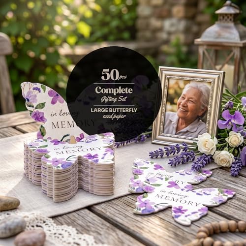 50 Plantable Butterfly Memorial Gift Tags, in Loving Memory - Image 3