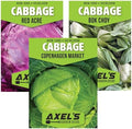 Cabbage Seeds for Planting - Plant & Grow Heirloom Cabbage Varieties Home Outdoor Garden – Easy Grow Planting Packet Instructions Included, Great Gardening Gift – 1 Packet of Each Variety by Axel%27s+Garden+Seeds
