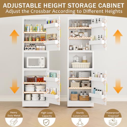 67" Freestanding Metal Pantry Cabinet, Tall Kitchen Food Storage Cupboard - Image 4