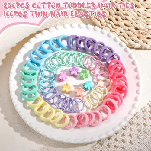 auroray 360PCS Soft Cotton Hair Ties for Toddlers & Baby - No Damage Elastics Seamless Ponytail Holders for Little Girls Daily Hair Accessories - Image 3