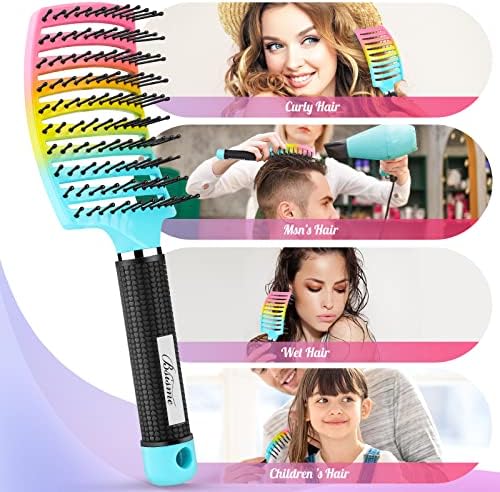 Curved Vented Paddle Brush - Faster Blow Drying, Detangling for Women & Men, Professional Styling for Wet, Curly, Thick or Straight Hair (colourful) - Image 4