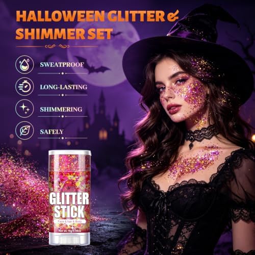 AROIC Halloween Glitter Stick 6 Pack, Face & Hair Sparkle - Image 5