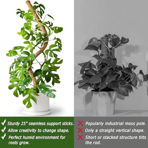 2 Pack 25" Moss Pole, Bendable Moss Pole for Plants Monstera, Moss Poles for Climbing Plants Indoor, Handmade Coco Coir Plant Pole Sticks Support Stakes for Potted Plants - Image 5