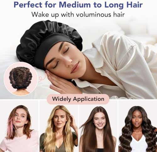 LitBear Heatless Curls Overnight, 2 Sizes of Soft Hair Rollers for Women with Bonnet to Sleep In, No Heat Hair Curlers Set with Scrunchies and Clips, for Long and Medium Hair (Black) - Image 6