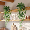 Fake Hanging Plants with Pots - Realistic Artificial Plant for Indoor Outdoor, 33In Silk Fake Potted Plants, 2PC Faux Ivy Vine for Shelf Tabletop Office Decor, Dark Green by Unknown