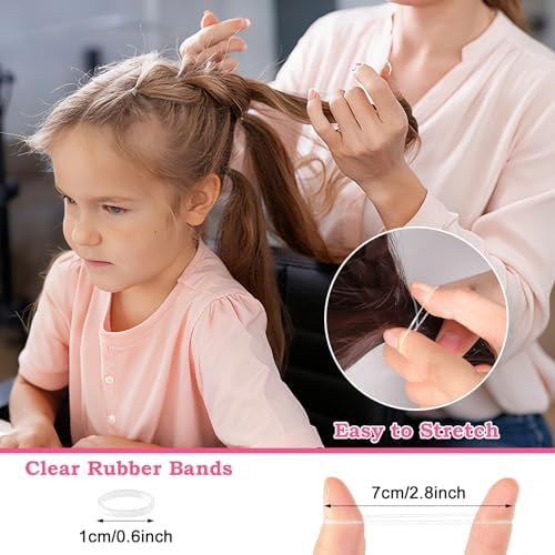 BESARME Clear Hair Rubber Bands Set, 1500 Pcs with 8 Styling Tools - Image 3