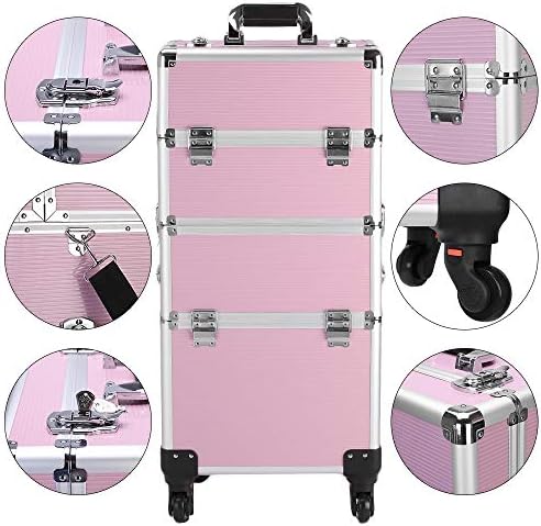 mefeir 3 in 1 Rolling Makeup Train Case, Large Cosmetic Trolley with 360° Rotation Wheels & 2 Drawers, Professional for Makeup & Tattoo Artist & Hairstylist - Image 3