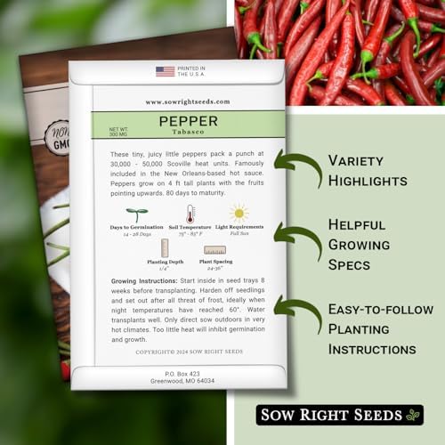 Sow Right Seeds - Tabasco Pepper Seed for Planting Outdoor Hot Peppers - Image 2