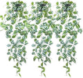 LOYWREE 3 Pack Fake Hanging Plants - Small Potted Plants with Green Eyebrow-Leaf Trailing Vines, Indoor Outdoor Aesthetic Decor for Office, Living Room Shelf & Home Accent (Black Pot) by Unknown