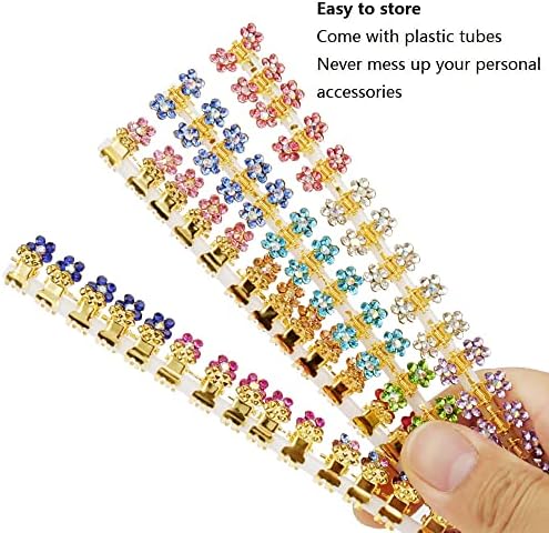 ANBALA 65 Pcs Small Hair Clips Mini Hair Claw Clips No-Slip Grip Jaw Clip Glitter Teeth Clips Rhinestone Metal Clamps Flower Hair Accessories for Women Girls (Gold-13Colors) - Image 4